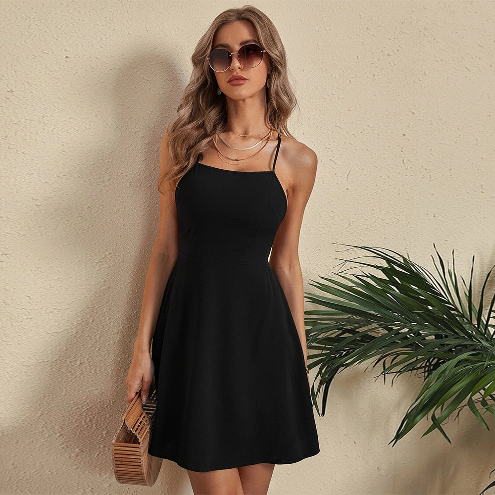 Robe d'été pour femmes en A avec des bretelles spaghetti Levoire