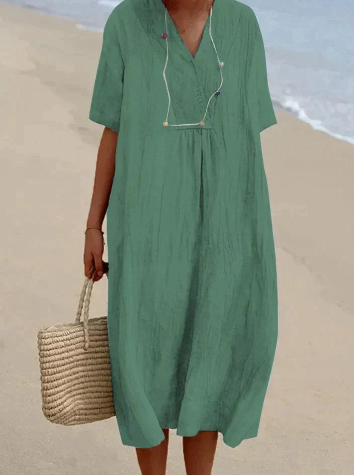 Levoire | Robe D'Été En Coton Et Lin Vert