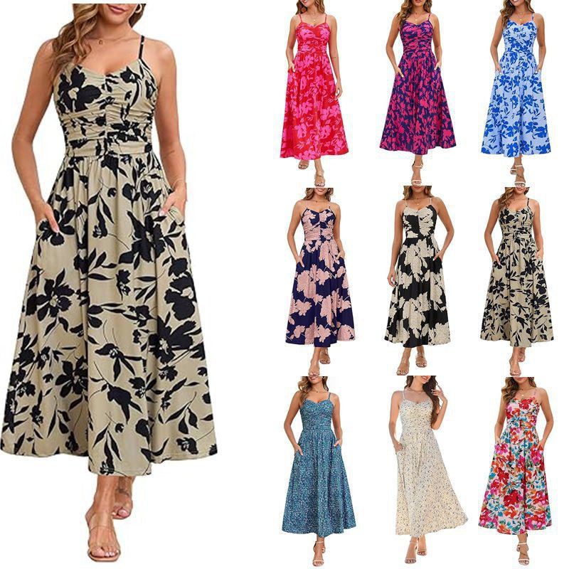 Robe maxi femme avec fines bretelles et poches latérales pratiques Levoire