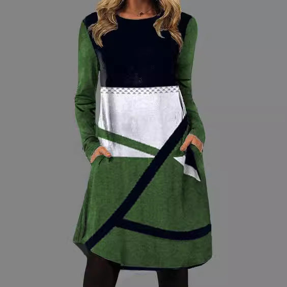 Levoire | Rennokas Print Col Rond Manches Longues Robe Poche