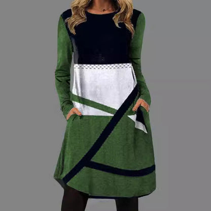 Levoire | Rennokas Print Col Rond Manches Longues Robe Poche