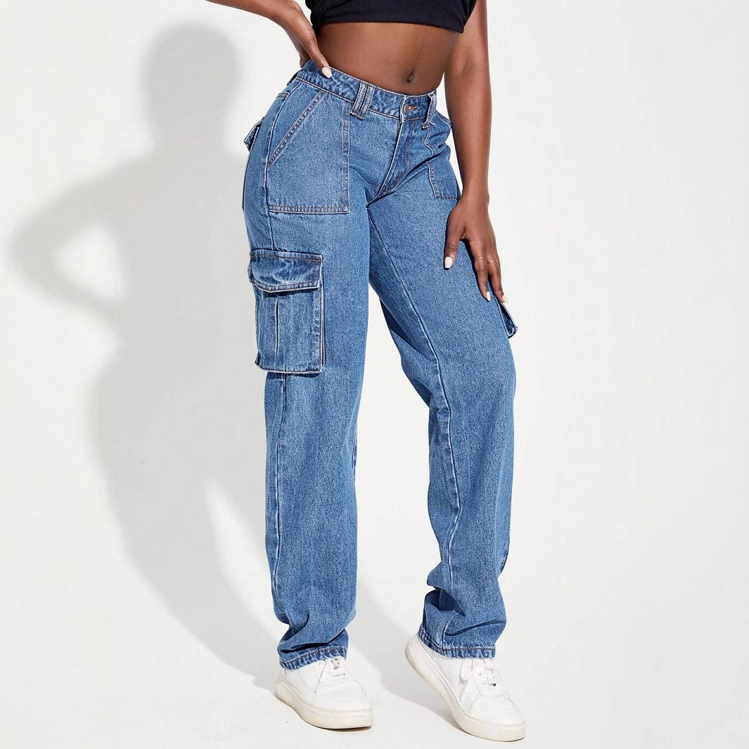 Jean cargo femme avec taille élastique et poches latérales pratiques Levoire