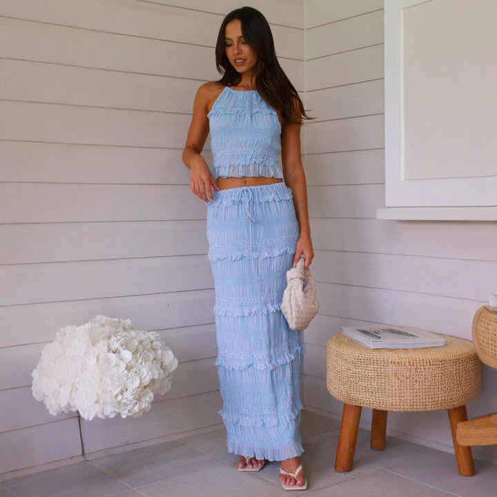 Ensemble haut et jupe maxi pour femme avec détails à volants Levoire