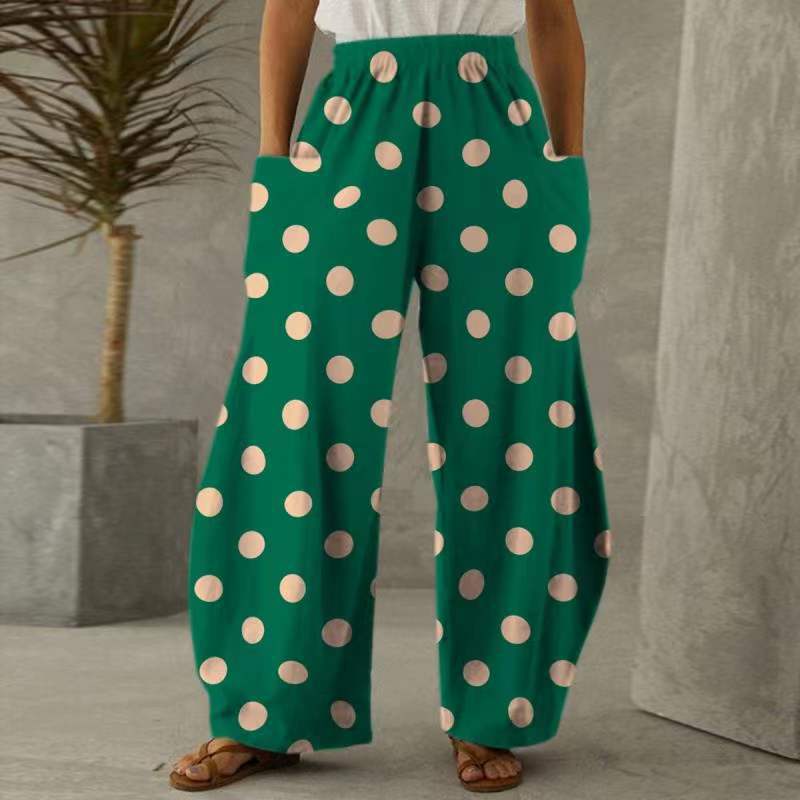 Pantalons fleuris amples pour femmes avec poches et taille élastique Levoire