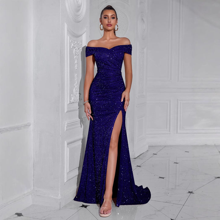 Robe de soirée élégante pour femme avec design décolleté et sequins scintillants Levoire