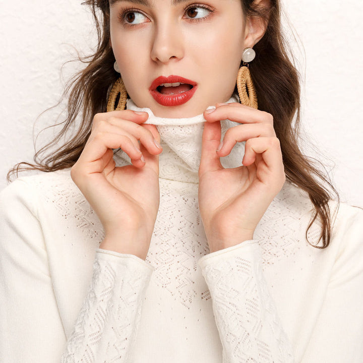 Pull pour femmes à col montant avec un motif texturé fin Levoire