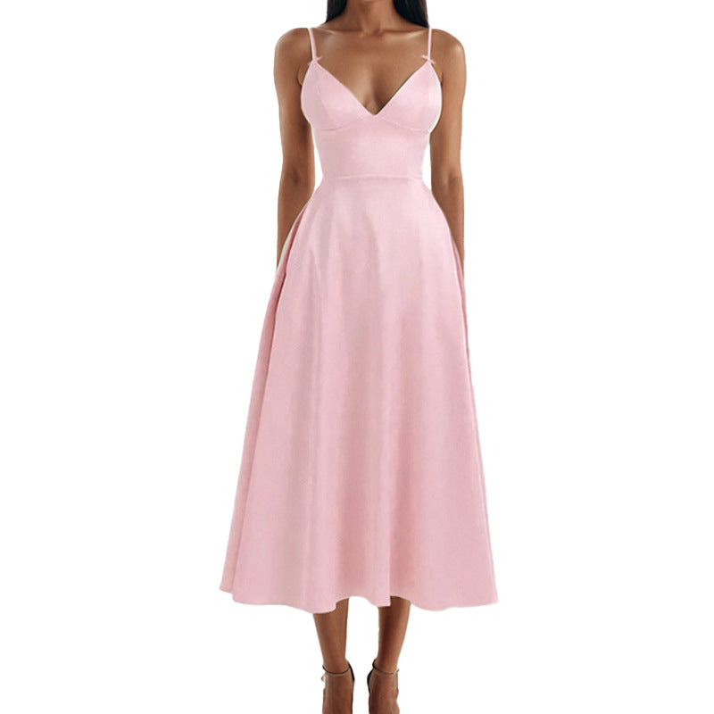 Robe maxi élégante pour femmes avec décolleté en V et jupe fluide Levoire