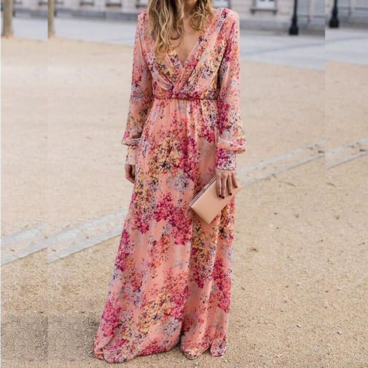 Levoire | Élégante Robe Flottante à Taille Marquée Rosa