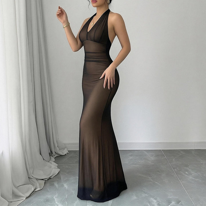 Robe de soirée flatteuse pour femmes avec décolleté en V profond et fronces Levoire