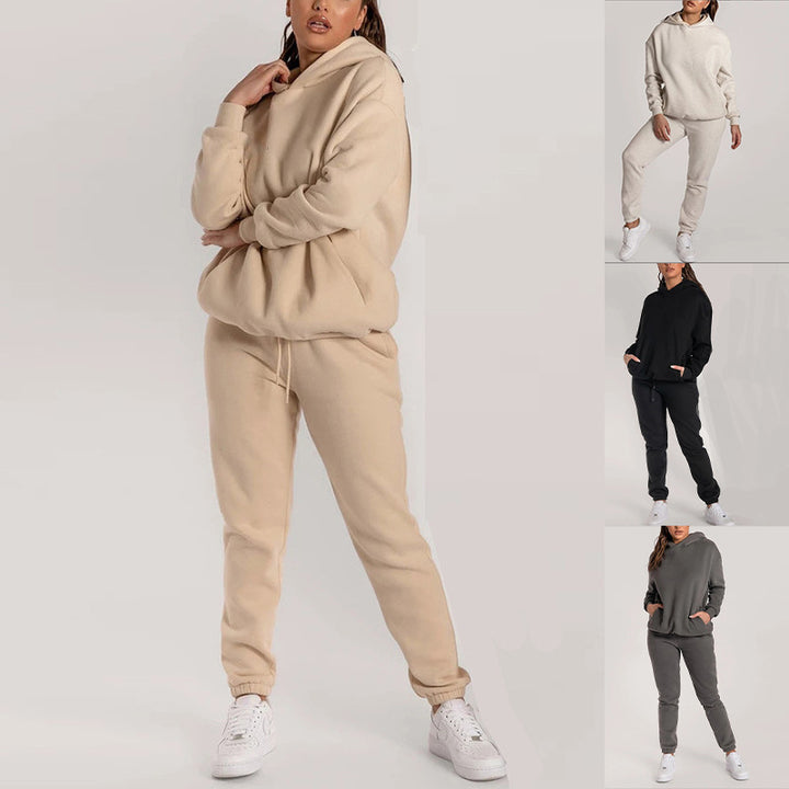 Ensemble de sweat à capuche décontracté pour femmes avec poches pratiques et taille élastique Levoire