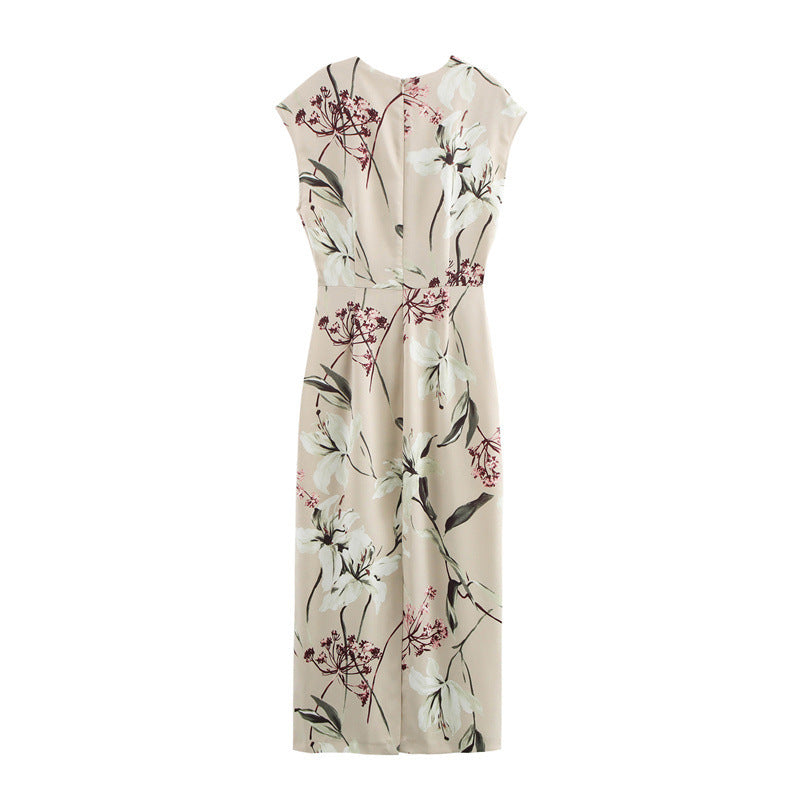 Levoire | Élégant Robe Satin Imprimé Col V