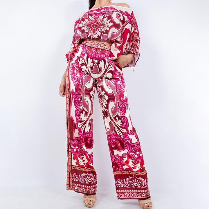 Ensemble Élégant pour Femmes avec Pantalon Large et Motif Élégant Levoire