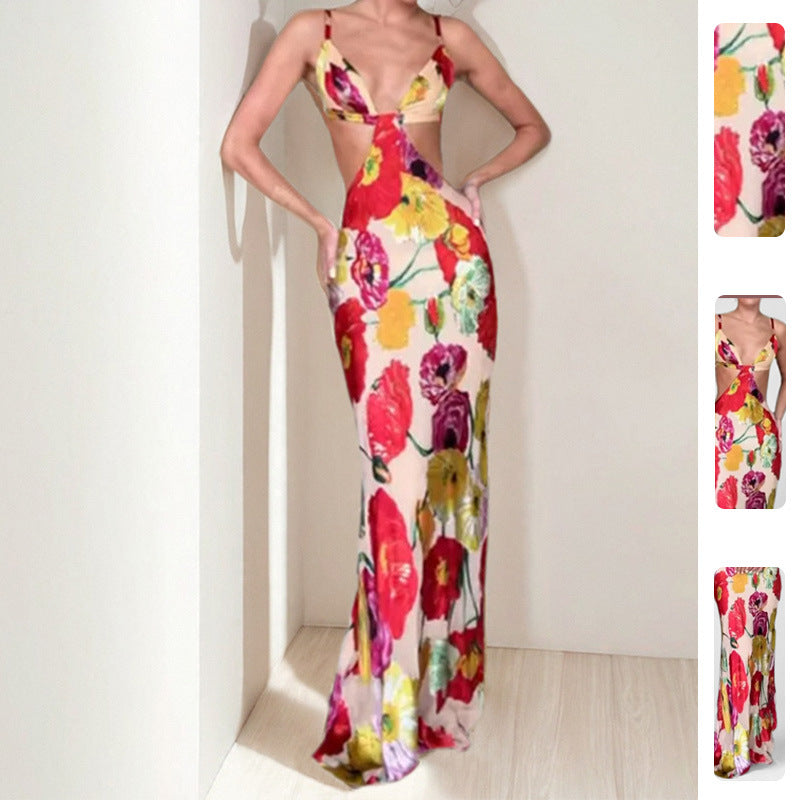 Robe Maxi Élégante Femme avec Découpe Florale et Design Découpé Levoire