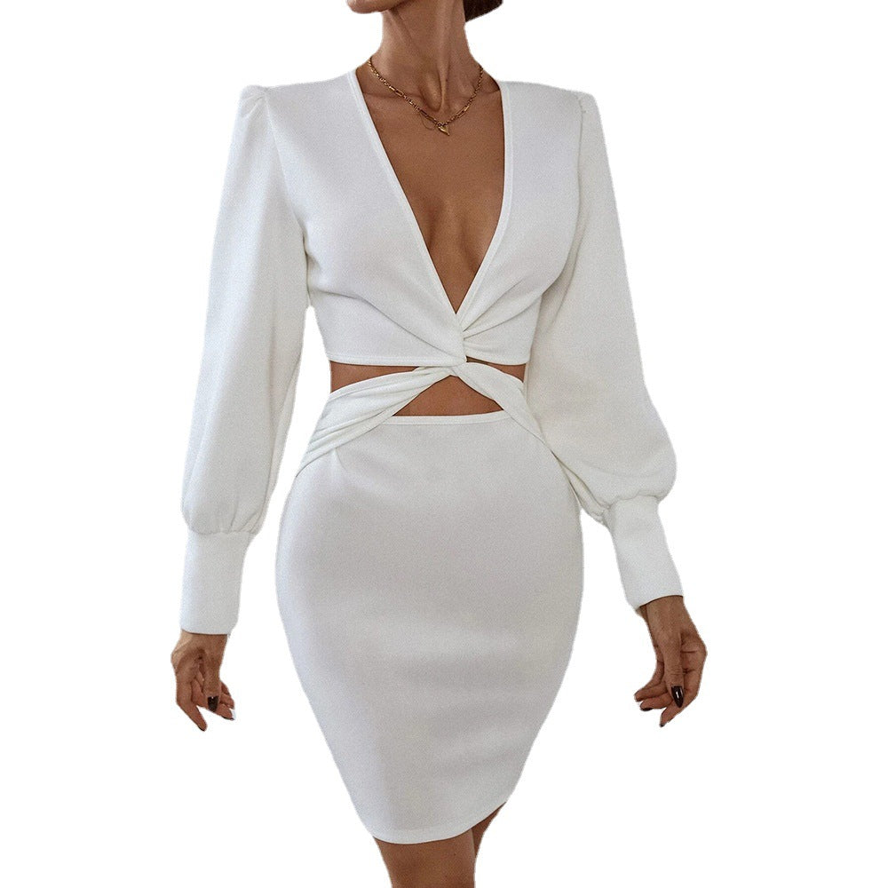 Robe portefeuille femme avec décolleté en V profond et détail de lien élégant Levoire