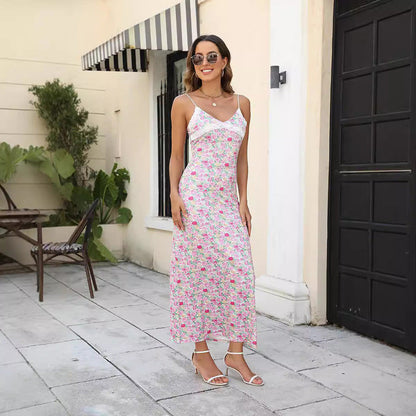 Levoire | Robe Maxi Bodycon Fleurie à Décolleté en V sexy