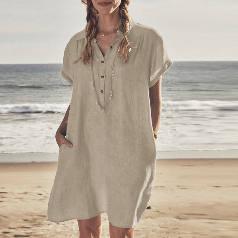 Levoire | Robe D'Été Décontractée À Boutons Abricot