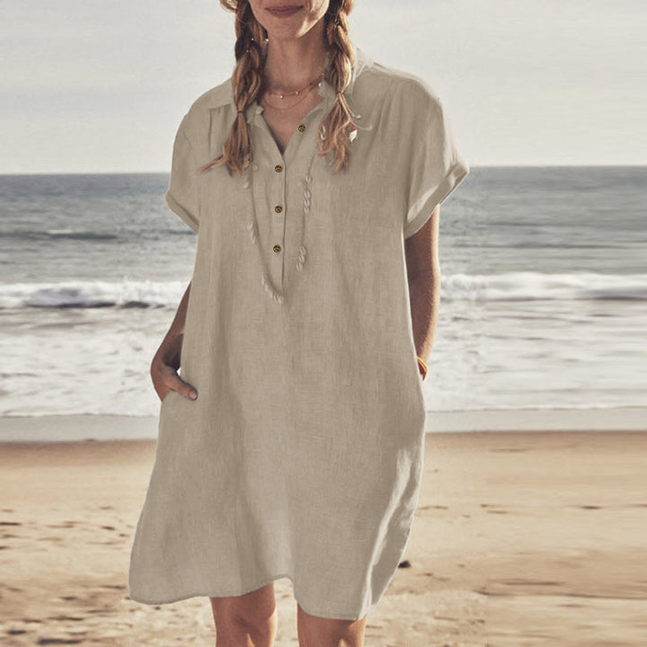 Levoire | Robe D'Été Décontractée À Boutons Abricot