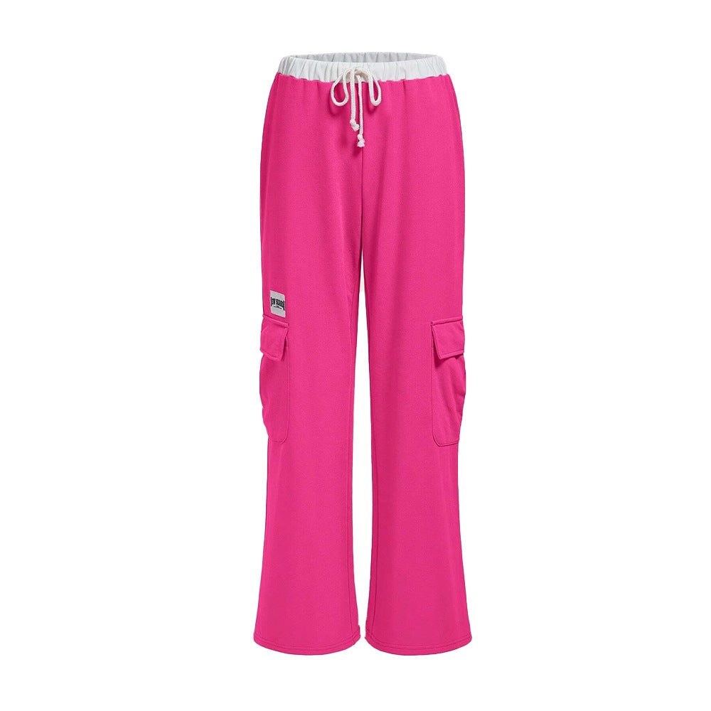 Pantalons cargo décontractés pour femmes avec une coupe large et une taille élastique Levoire