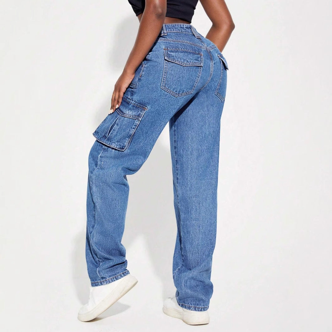 Jean cargo femme avec taille élastique et poches latérales pratiques Levoire