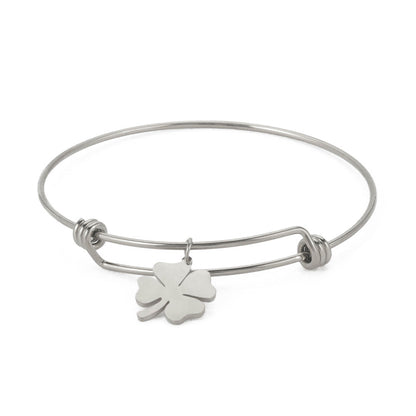 Levoire | Bracelet Ouvert Trèfle À Quatre Feuilles Chanceux Argent