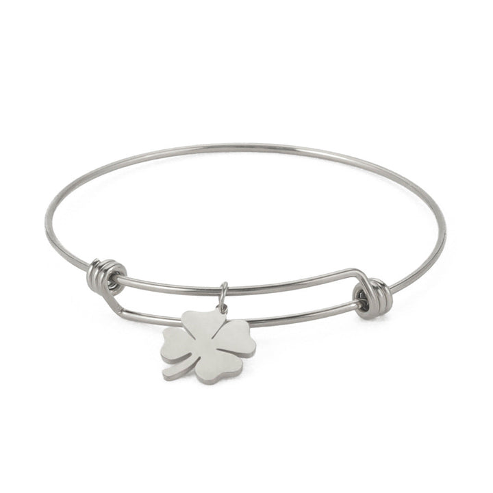 Levoire | Bracelet Ouvert Trèfle À Quatre Feuilles Chanceux Argent