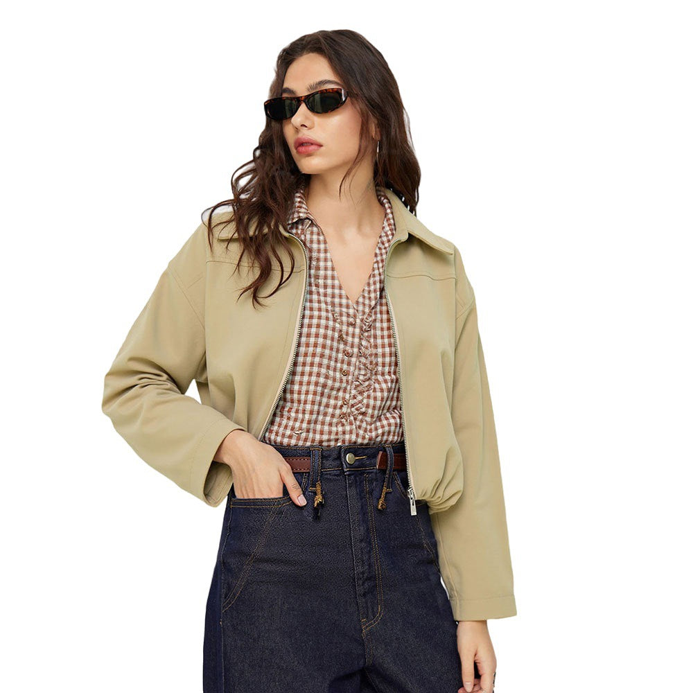 Veste courte décontractée pour femmes avec des poignets élastiques et une fermeture éclair tendance Levoire