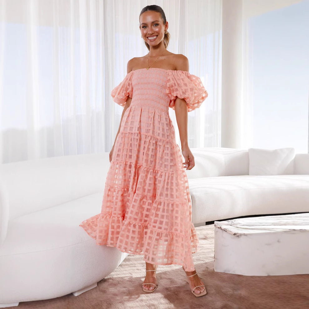 Robe maxi pour femmes avec des manches bouffantes aérées et un corsage froncé Levoire