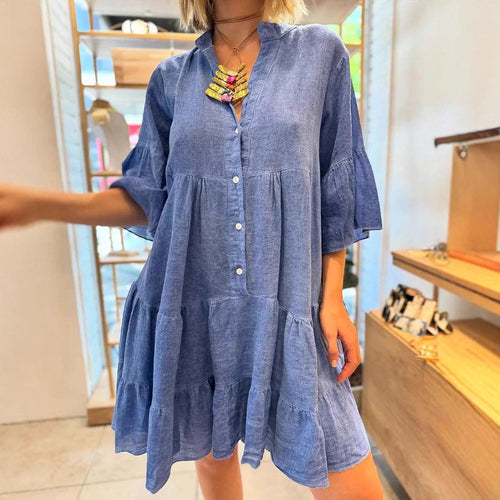 Robe chemise pour femmes avec des détails de volants volumineux Levoire