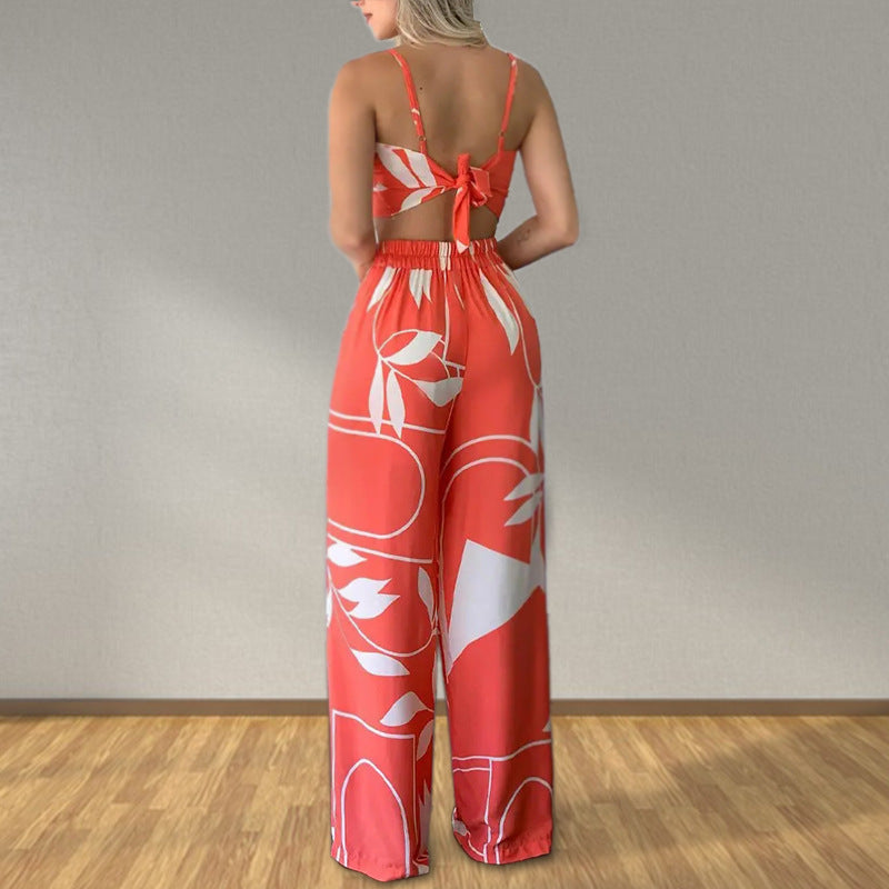 Ensemble Élégant Femme avec Combinaison de Haut Court et Pantalons Amples Levoire