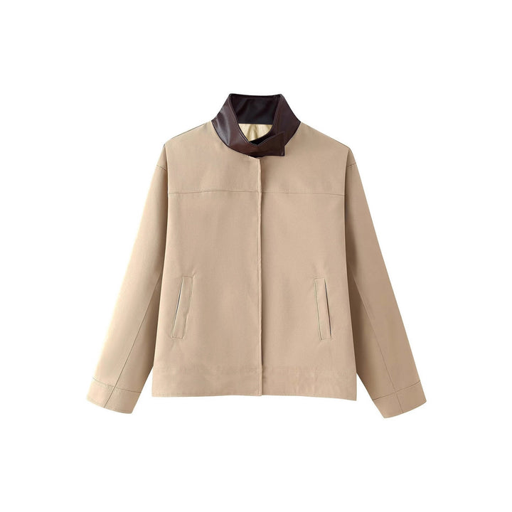 Veste surdimensionnée tendance pour femmes avec doublure à carreaux et col haut Levoire
