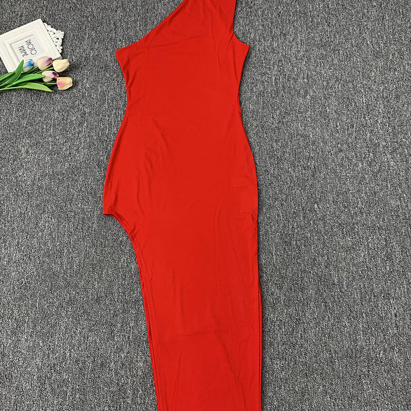 Levoire | Robe Maxi À Une Épaule Avec Décolleté Off-Shoulder Fente Latérale Élevée