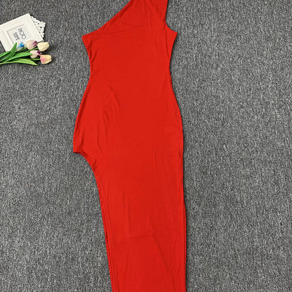 Levoire | Robe Maxi À Une Épaule Avec Décolleté Off-Shoulder Fente Latérale Élevée