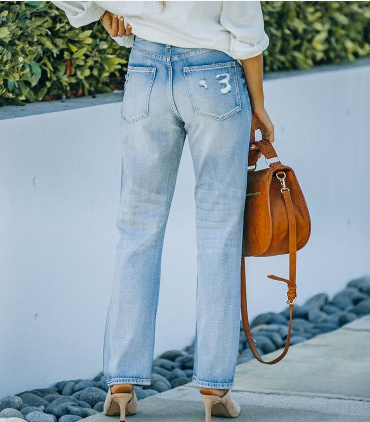 Levoire | Bleu Taille Haute Jean Droit