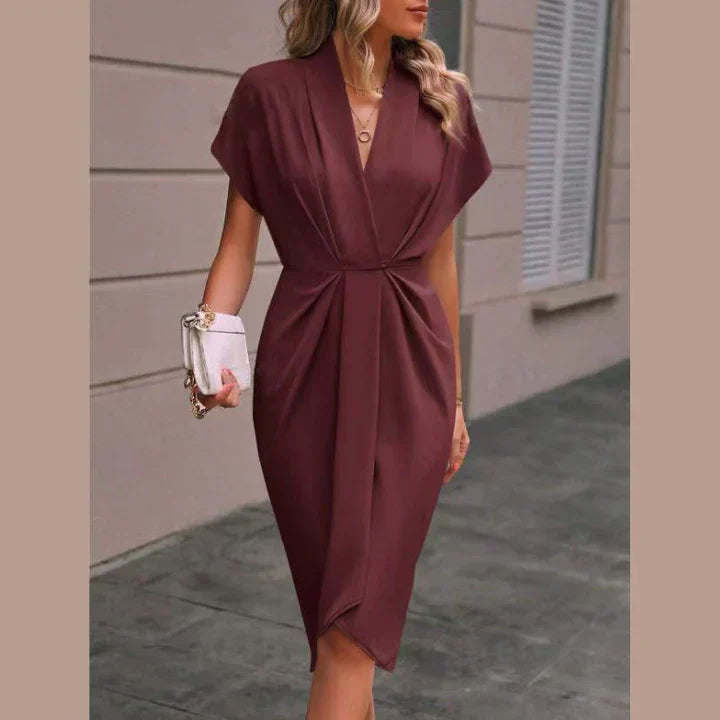 Levoire | Noir Midi Robe Croisée Rouge brun