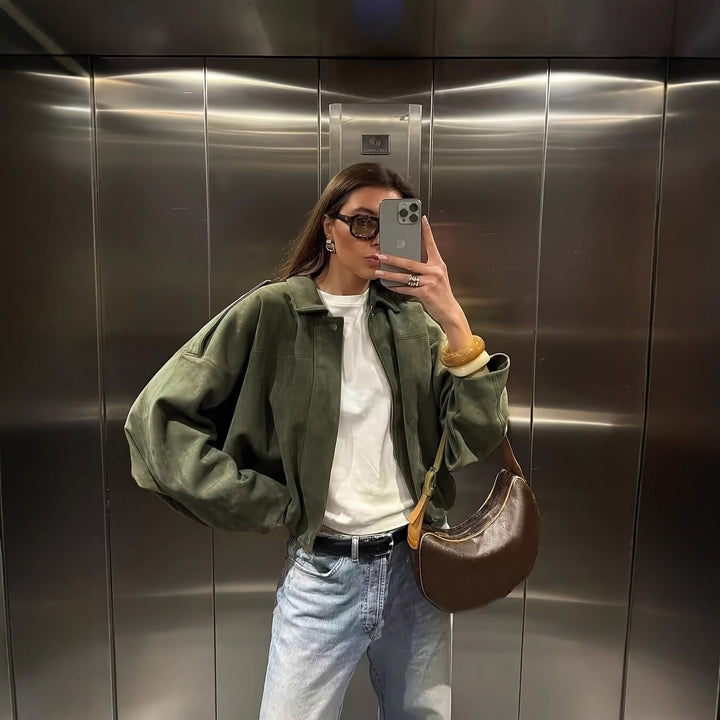 Veste oversize pour femmes en imitation daim doux Levoire