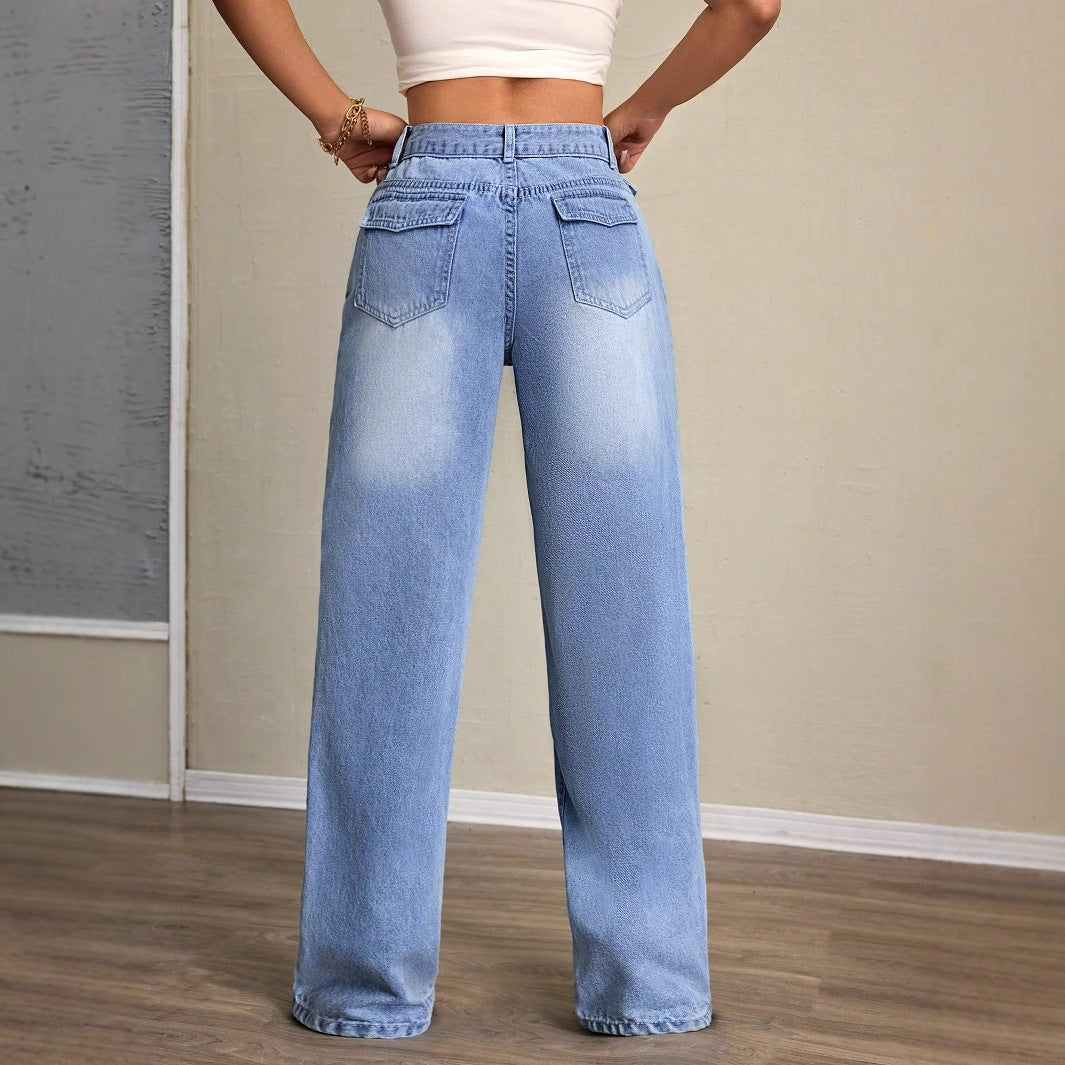 Jean pour femmes coupe large avec taille haute et coupe décontractée Levoire