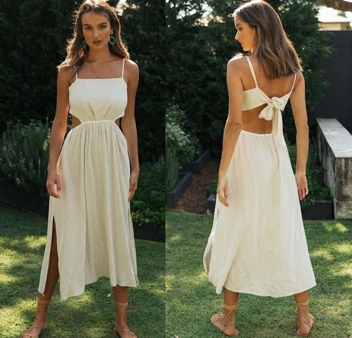 Robe maxi pour femmes avec une découpe arrière ludique et une haute fente Levoire
