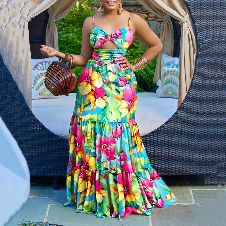 Levoire | Robe Maxi à Imprimé Élégant avec Dos Dégagé