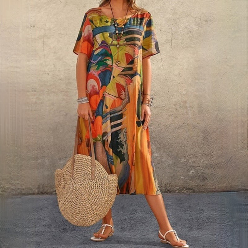 Levoire | Robe D'Été Avec Motif Géométrique Orange