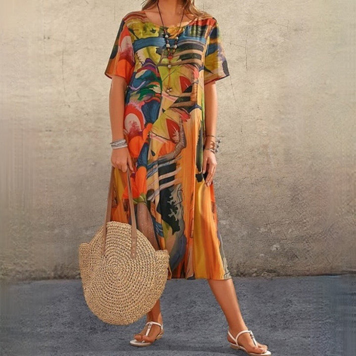 Levoire | Robe D'Été Avec Motif Géométrique Orange