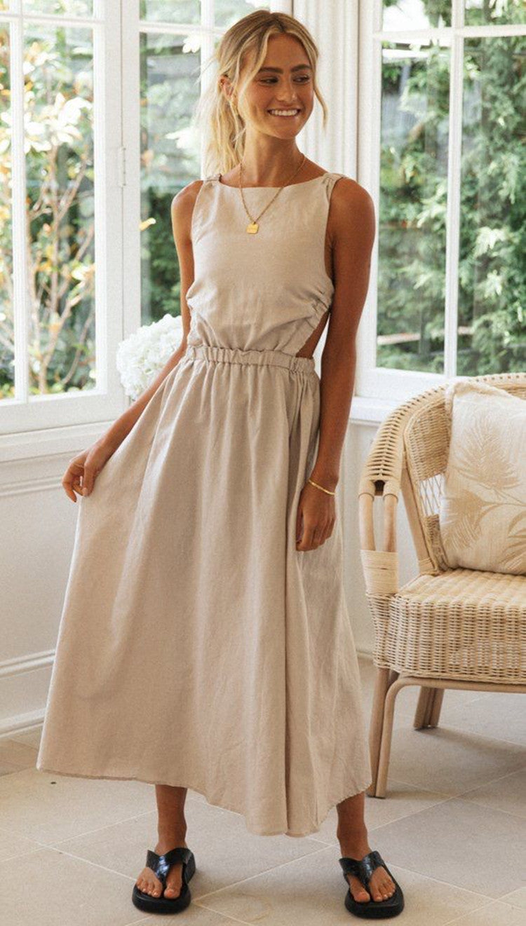 Robe maxi d'été élégante pour femmes avec une coupe sophistiquée et un cordon ajustable à la taille Levoire