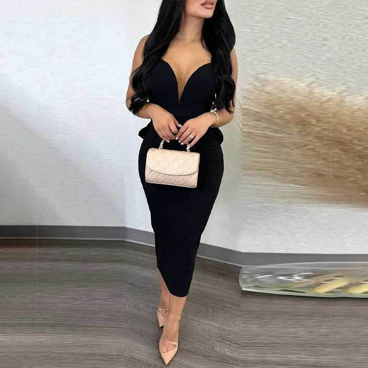 Robe de soirée élégante pour femmes avec décolleté en V profond et coupe ajustée Levoire