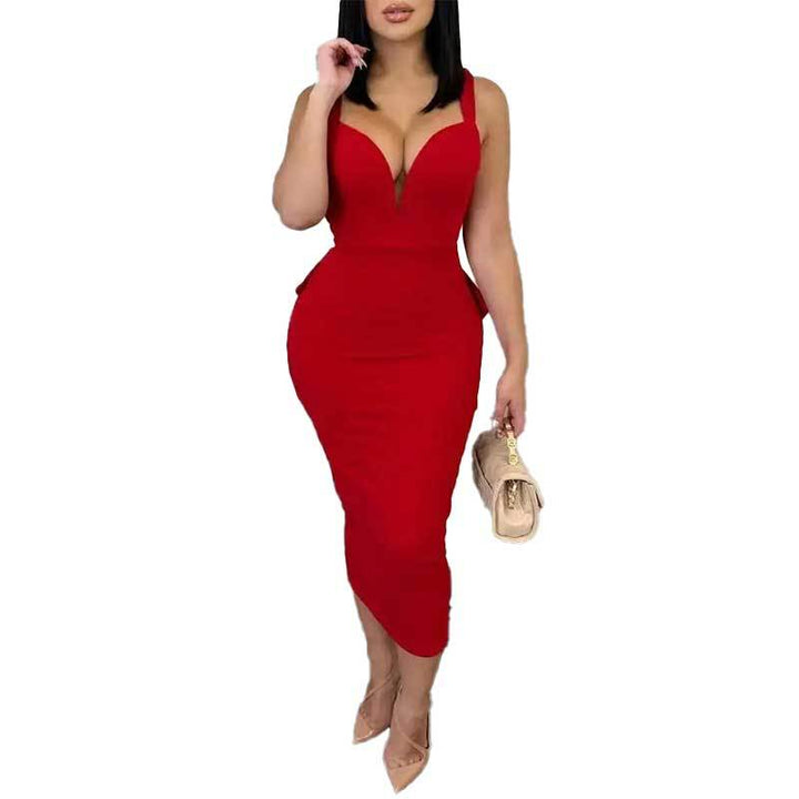 Robe de soirée élégante pour femmes avec décolleté en V profond et coupe ajustée Levoire