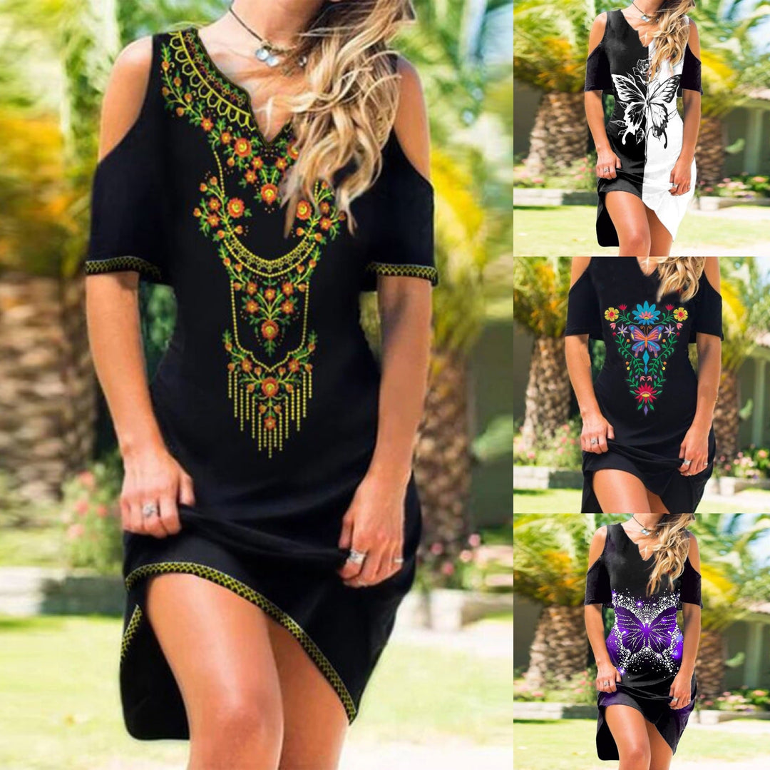 Levoire | Robe à volants en petite taille imprimée sans bretelles élégante