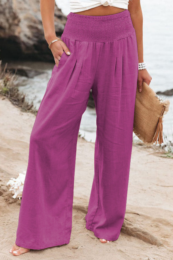 Levoire | Pantalon En Coton-Lin À Taille Haute Rosa