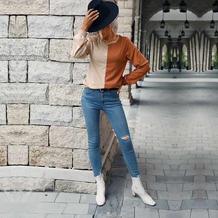 Sweat-shirt féminin à la mode avec un design tendance en color block Levoire