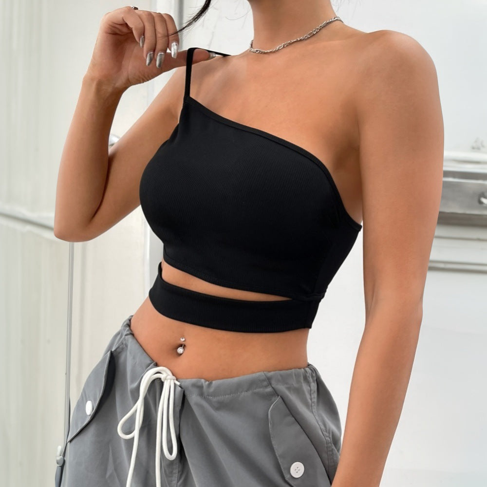 Top court asymétrique pour femmes avec taille étroite et design sans bretelles Levoire