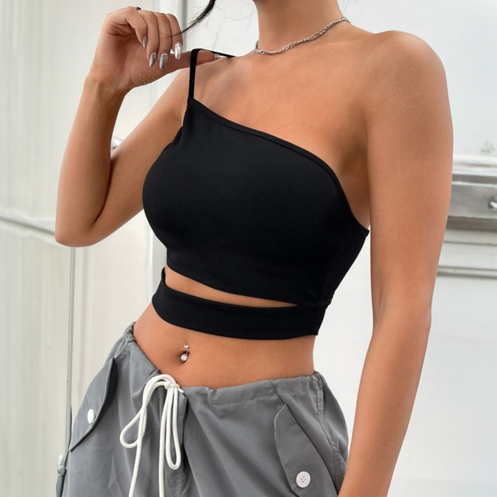 Top court asymétrique pour femmes avec taille étroite et design sans bretelles Levoire