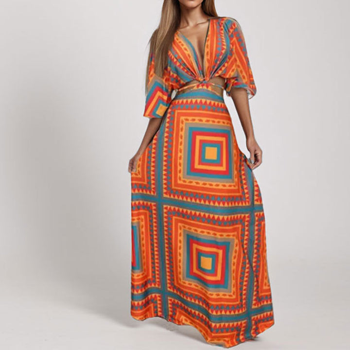 Robe maxi pour femmes avec des motifs élégants en vagues Levoire