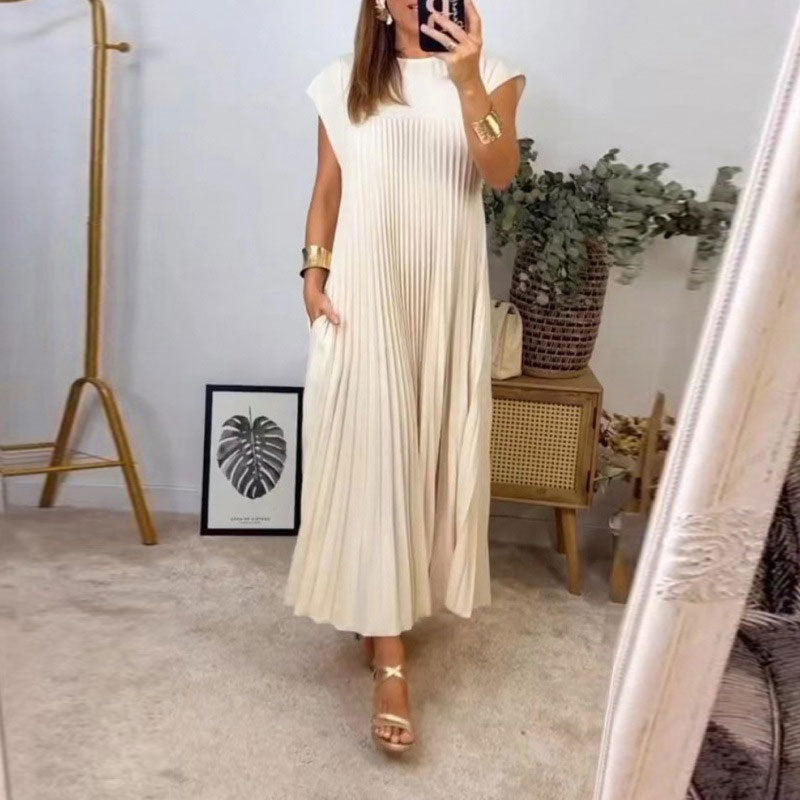 Robe maxi femme avec encolure boutonnée et fente latérale Levoire